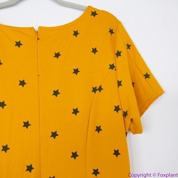 Unique Vintage Gwynnie Bee‎ Yellow Star Print Fit-And-Flare Dress, XL - Picture 11 of 15